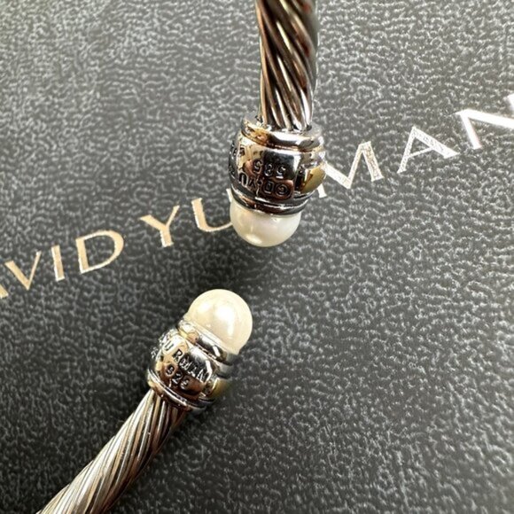 David Yurman Cable Classics Pearls & 14K Gold 7mm Cable Cuff Bracelet - Picture 4 of 5